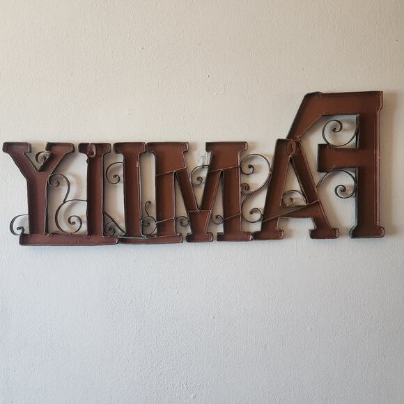 Metal Family Plaque Muted colors, scroll work 31x12 - Picture 3 of 3